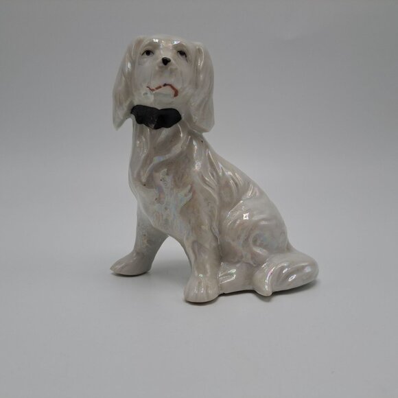 Lusterware Ceramic Dog Figurine Cocker Spaniel White Collectible Vintage - Picture 16 of 16
